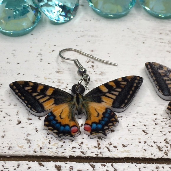 Tiger Swallowtail Acrylic Butterfly Earrings - Picture 3 of 7